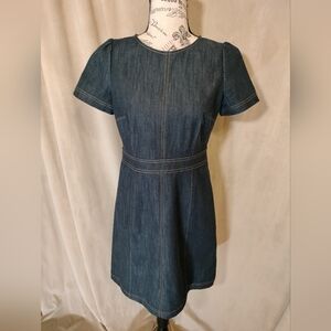 NWOT! Talbots Refined Denim A-Line Short Sleeve Dress. Size 2P